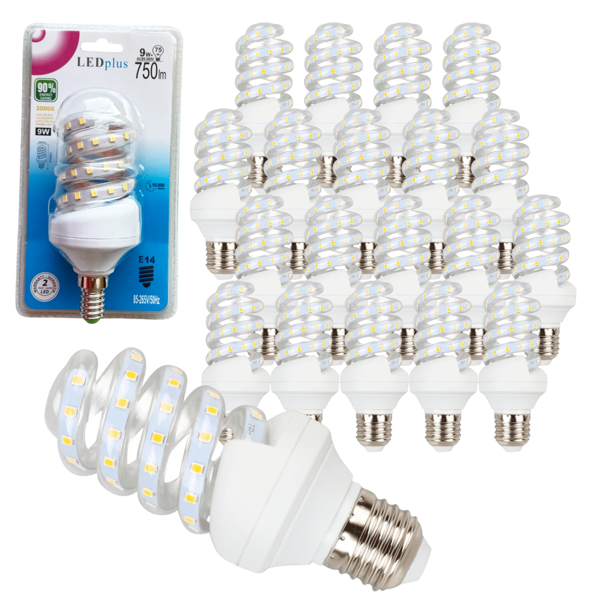 WELLHOME Lot de 20 ampoules LED spirales à lumière chaude de 9 W, 750 — free download