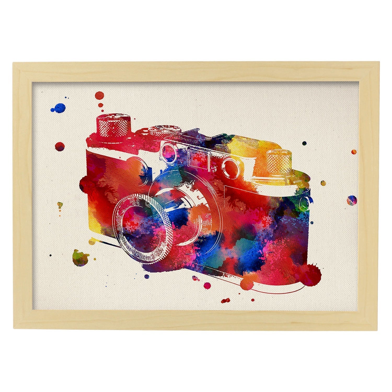 Affiche Photo De Caméra Avec Conception Aquarelle. Mélange De Tranches Avec Le Style Acuarela Blanco A4 - 2