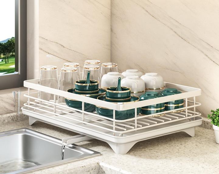 Wielofunkcyjny stojak kuchenny z odpływem, biały, nośność 50 kg, stal węglowa, konstrukcja odporna na rdzę