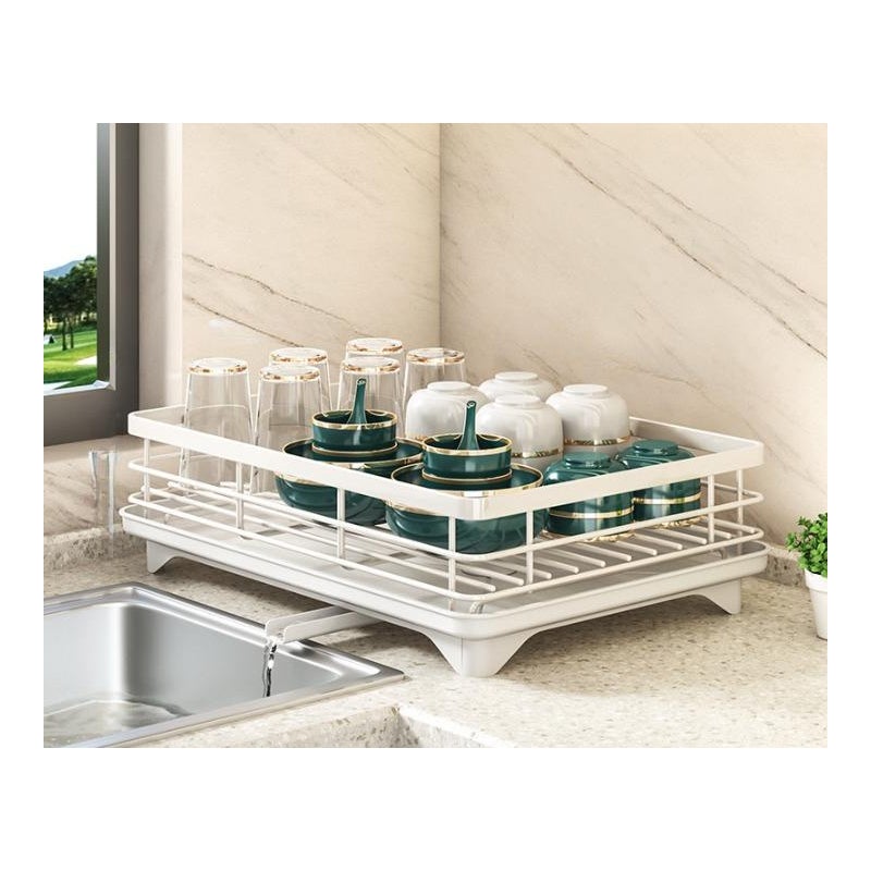 Wielofunkcyjny stojak kuchenny z odpływem, biały, nośność 50 kg, stal węglowa, konstrukcja odporna na rdzę