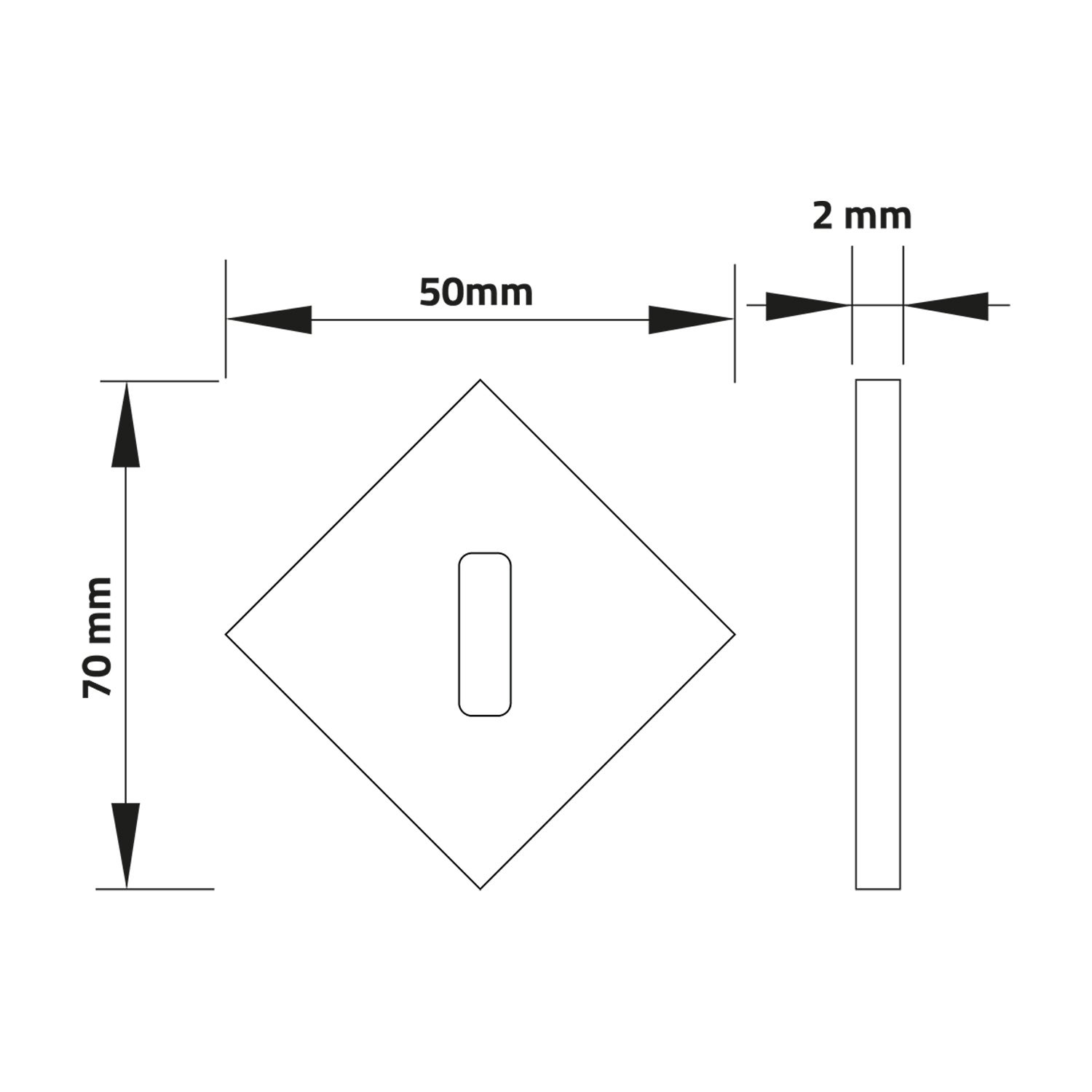 2 rosaces de poignée de porte losanges Ellix entrée de clé, Fer aspect ivoir or - 8