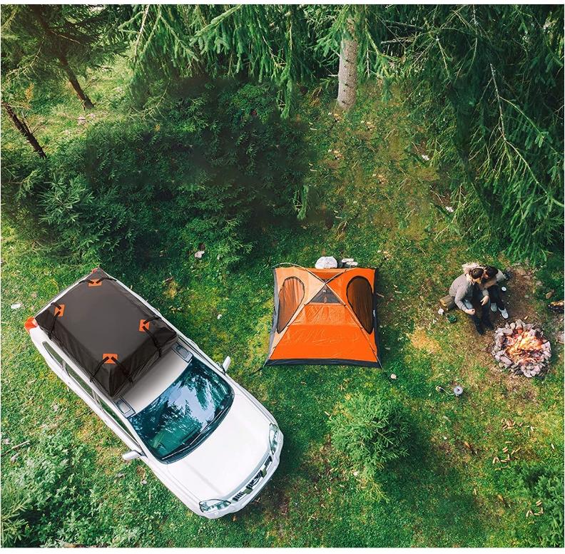 Sac de Toit 425L 420D pour Voiture, Sac de Voyage Résistant à l'Eau avec Bordures Orange, Antidérapant, Protection UV et Tous Temps - 8