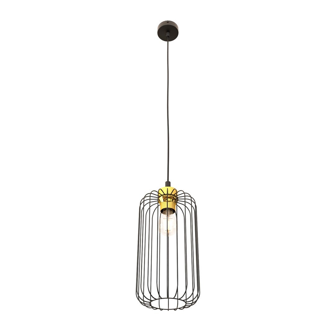 Lampa wisząca Vander czarno-złota 1xE27x15W industrialna wym: 140 x 16 x 16 cm metal Emibig