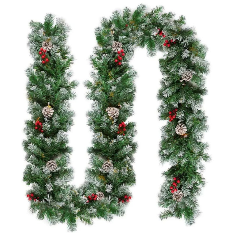 Ghirlanda natalizia artificiale, 2,7 m, in PVC, verde, per