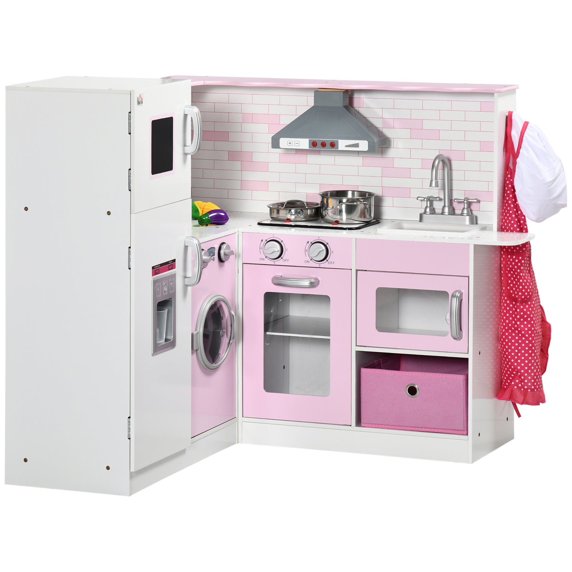 HOMCOM Cucina Giocattolo per Bambini 3-6 Anni con Luci e Utensili