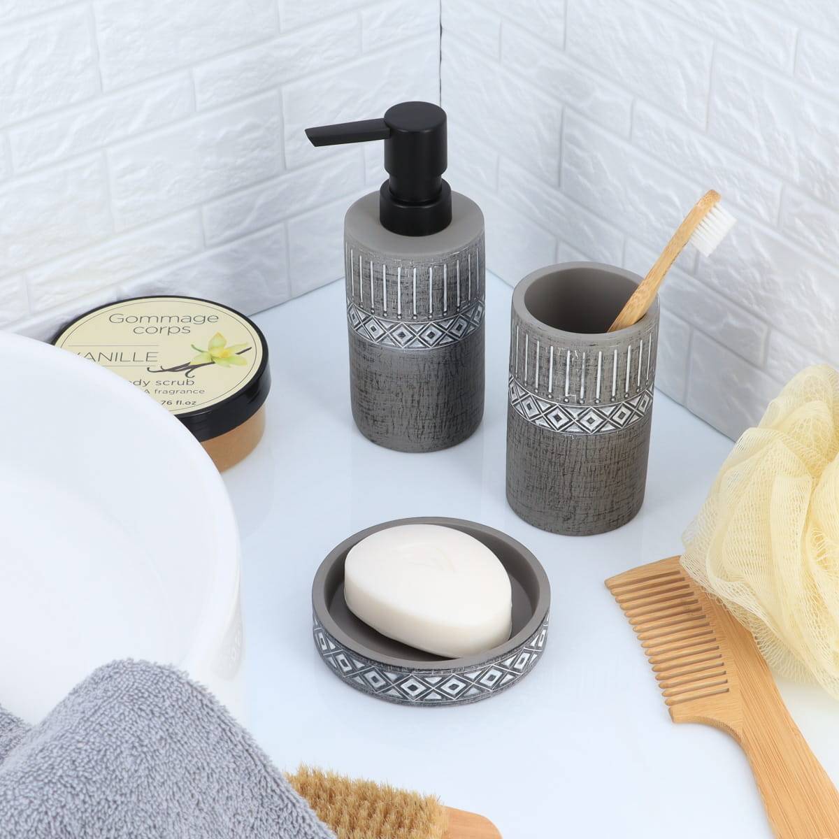 DISTRIBUTEUR A SAVON CIMENT 160 ML - GRIS - Tendance - 3