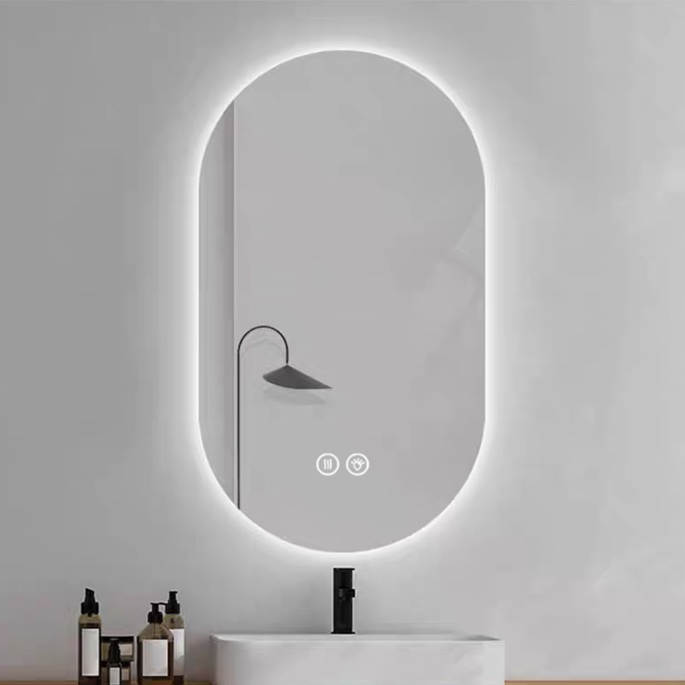 Miroir avec 3 mode lumière smart réglables ovale pour salle de bain 60x90 cm miroir de maquillage - 8