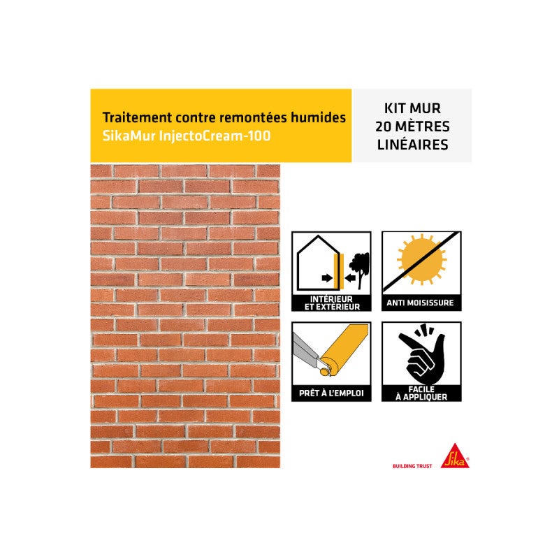 Kit Pro anti-humidité SIKA SikaMur InjectoCream - 20m - 2