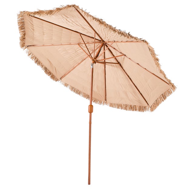 Parasol Hawaïen VEVOR 2,7 m,Parasol Exotique Inclinable,Toit Chaume PP,8 Baleines Métalliques,Protection Solaire Extérieure,Plage,Terrasse