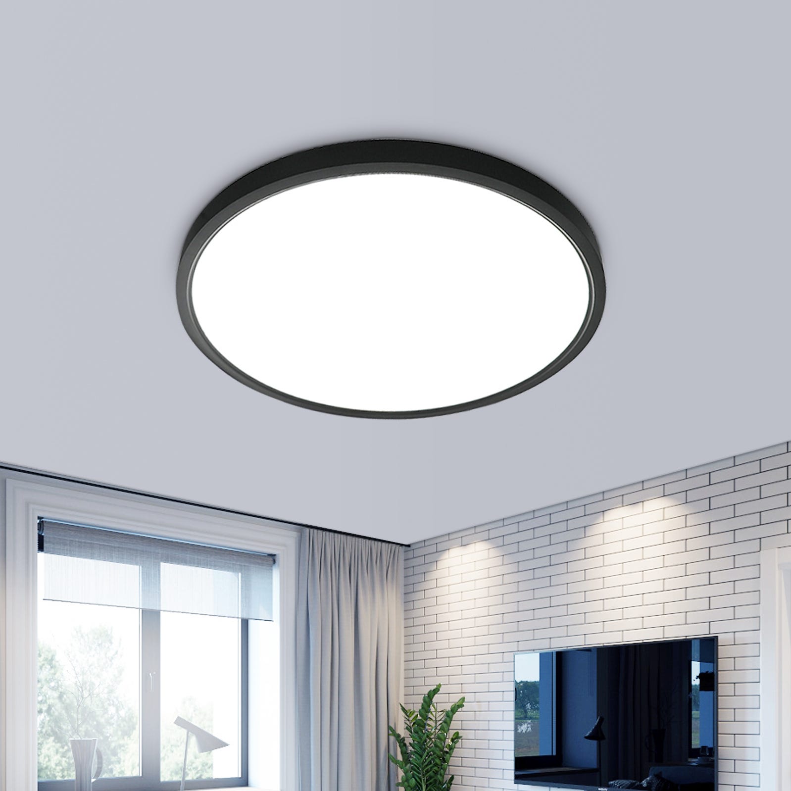 Lindby Plafonnier LED Comora, 35 cm, blanc, IP44, 3000K Lindby Plafonnier LED Comora, 35 cm, blanc, IP44, 3000K