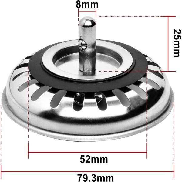 WLLHYF 2 Filtri Per Lavello In Acciaio Inox: Raccoglitori Per Capelli Anti-Intasamento Per Cucina, Bagno E Doccia - 3