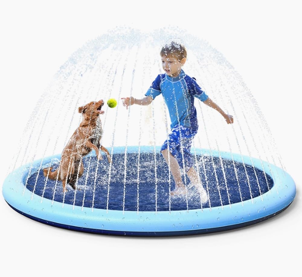 Jiosdo Pataugeoire rectangulaire - 110 cm - Piscine gonflable pour enfants - 2 anneaux - Piscine pour enfants - Pataugeoire pour enfant - Avec fond souple gonflable pour l'été - Plaisir d'eau