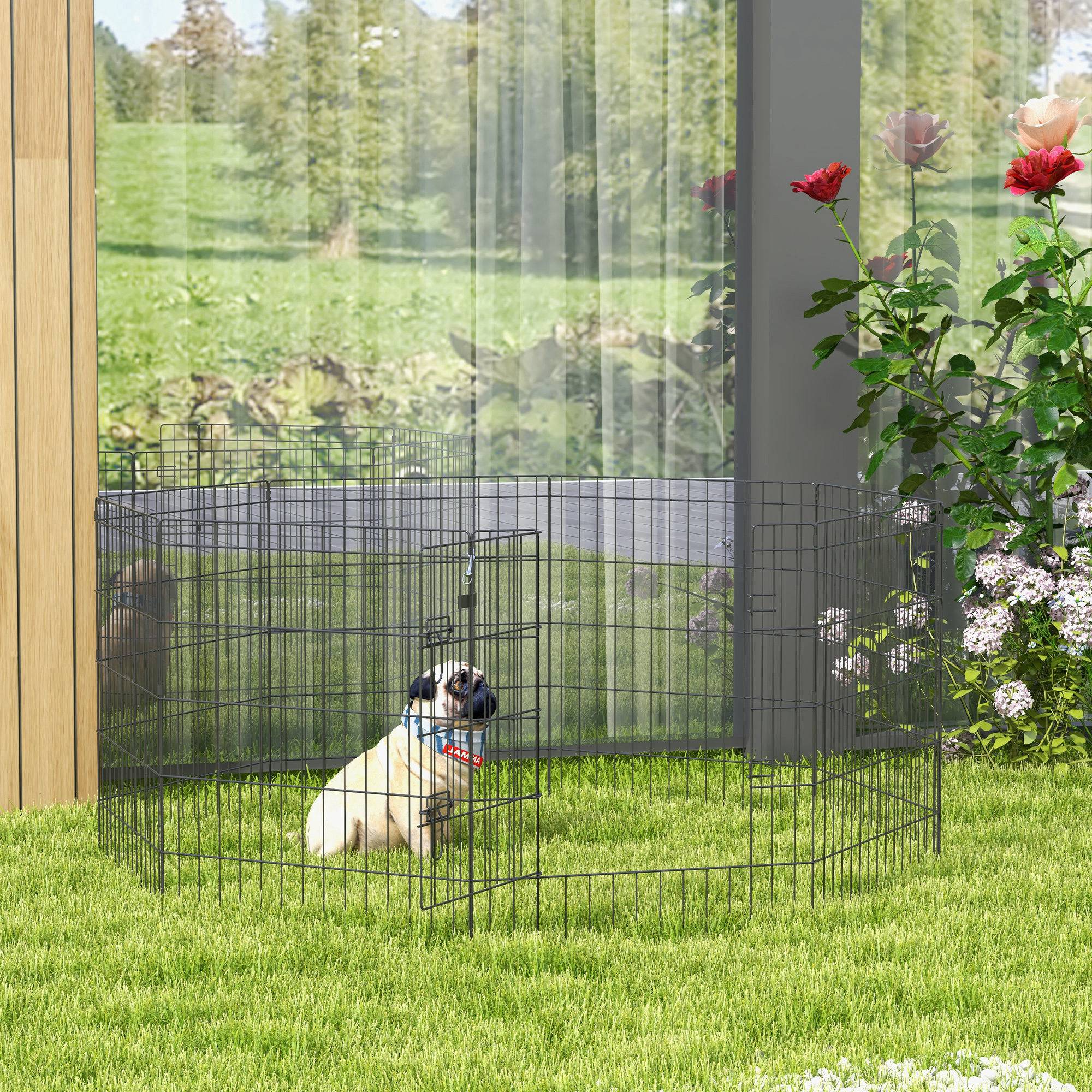Parc enclos modulable pour chiens et petits animaux 61 x 76 cm, noir ...