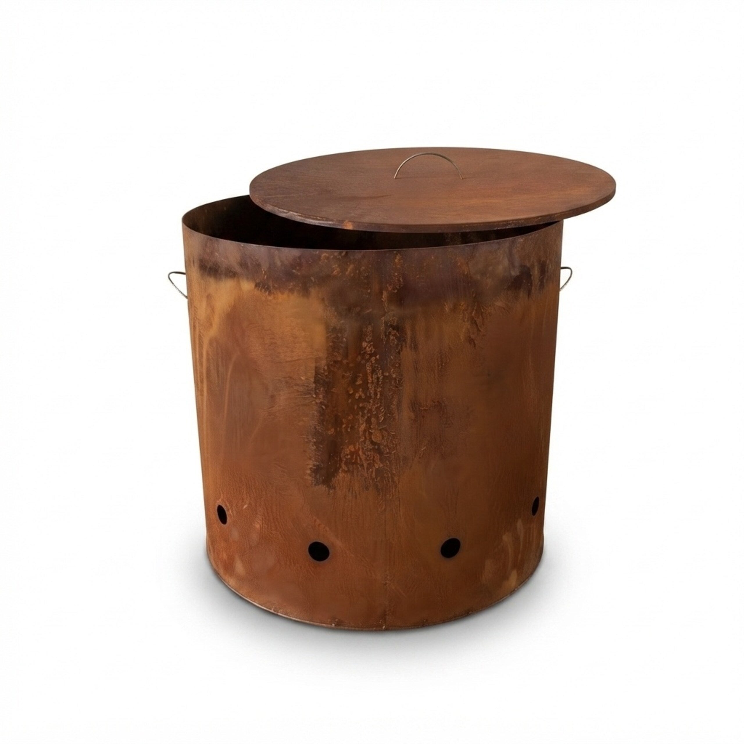 Braseiro de jardim industrial em aço Corten com tampa e efeito ferrugem, tamanho XL, 45 x 49,5 cm, castanho-avermelhado, Relaxdays - 8