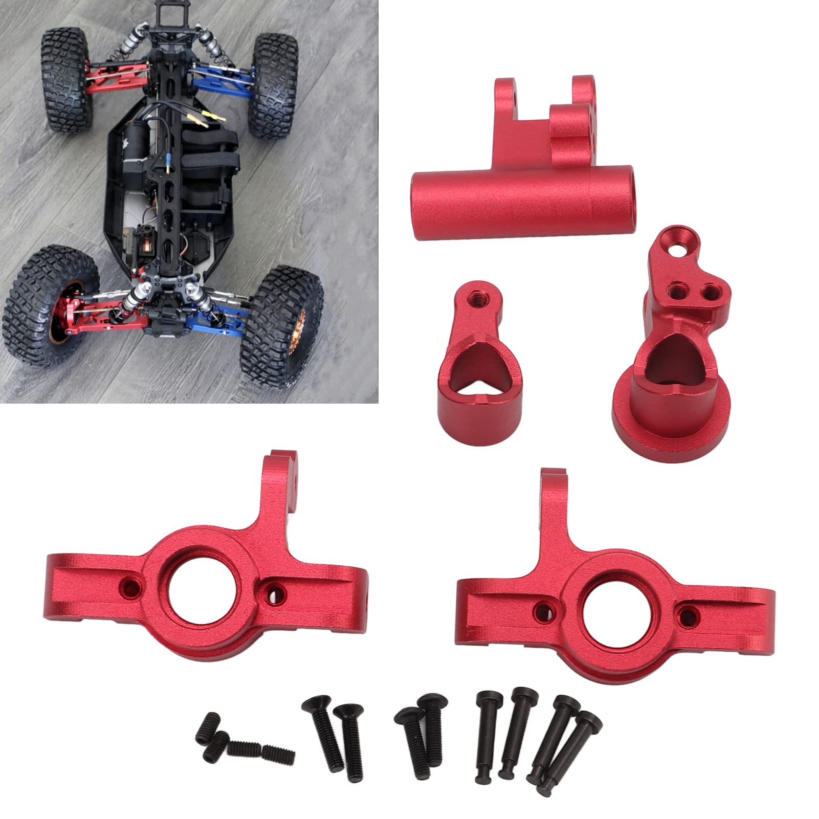 Set di parti di sterzo RC Assemblaggio tazza di sterzo in alluminio per auto RC LOSI Lasernut U4 1/10 (rosso) - 2