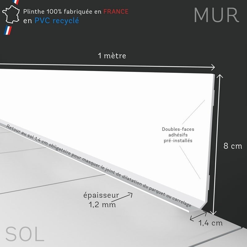 Plinthes PVC adhésives décoratives pour sol - Lot de 10 - 100x8 cm (10m) Teinte Dorée - Laiton Martelé - 4