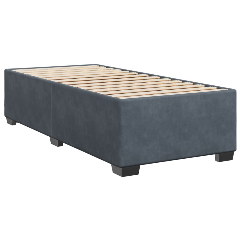 Cadre de lit sans matelas, velours, gris foncé, pour la chambre, 100 × 200 cm - 6