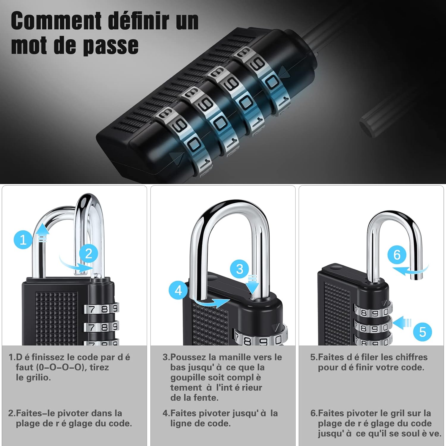 Lucchetto con combinazione a 4 cifre - serratura di sicurezza impermeabile per armadi, garage, capanno - nero | Leroy Merlin