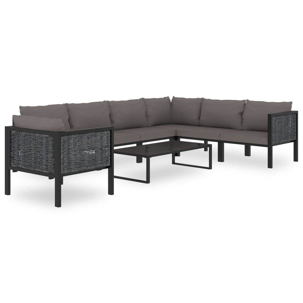 idaXL Divano Angolare Modulare Bracciolo Sinistro Polyrattan Antracite - 8