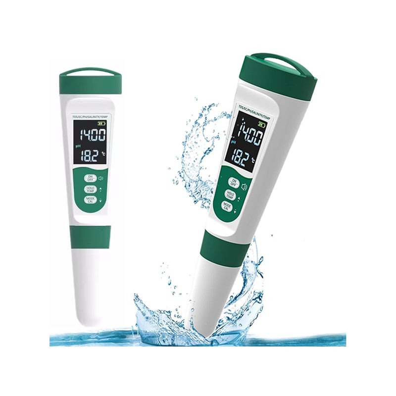 Profesjonalny zestaw do analizy wody, 5 parametrów, 2 testery przenośne, pomiar TDS/EC/pH/zasolenia, termometr cyfrowy
