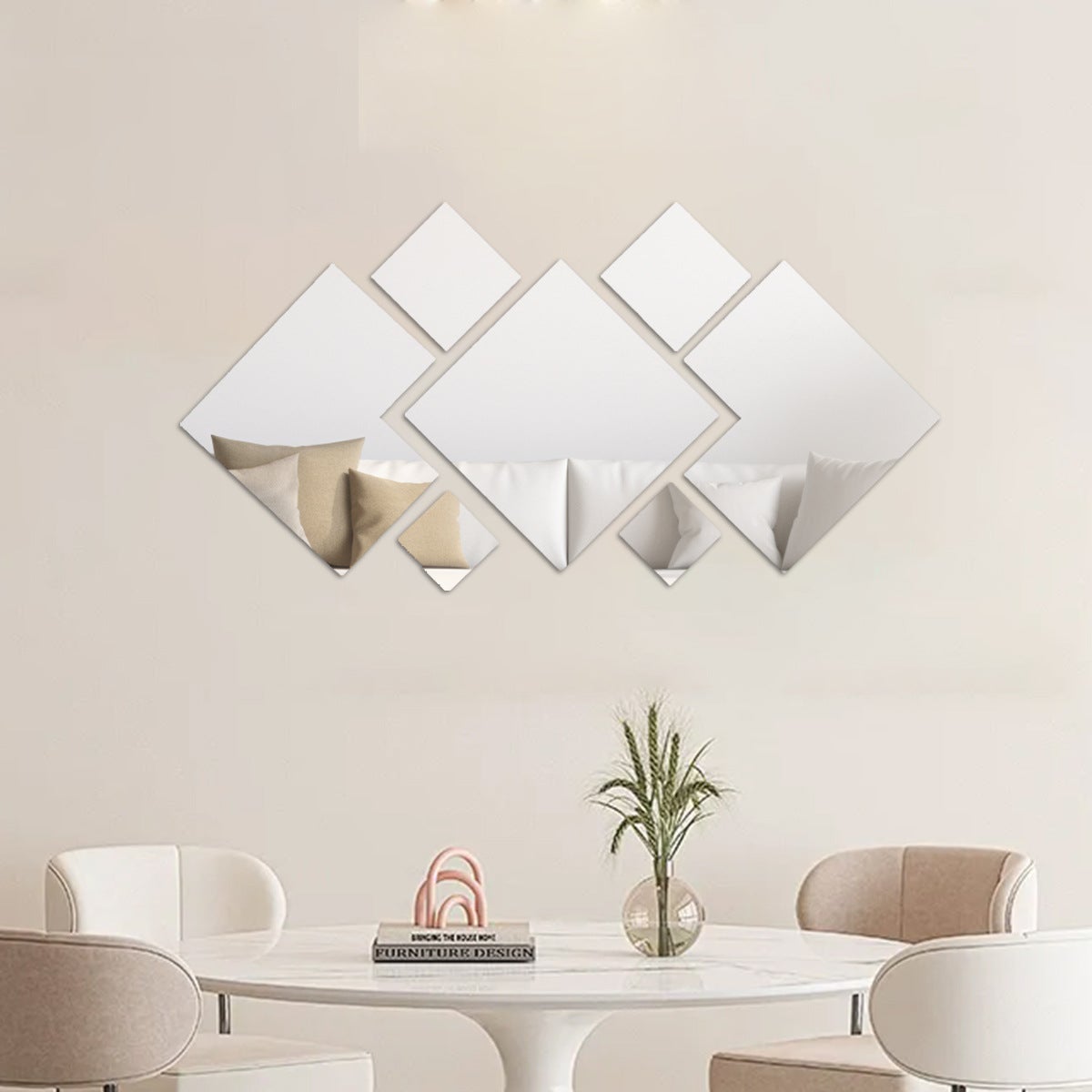 7 sztuk srebrnych samoprzylepnych naklejek na lustro ścienne, lustra ścienne, lustra ścienne do sypialni, lustra do drzwi, lustra dekoracyjne do salon