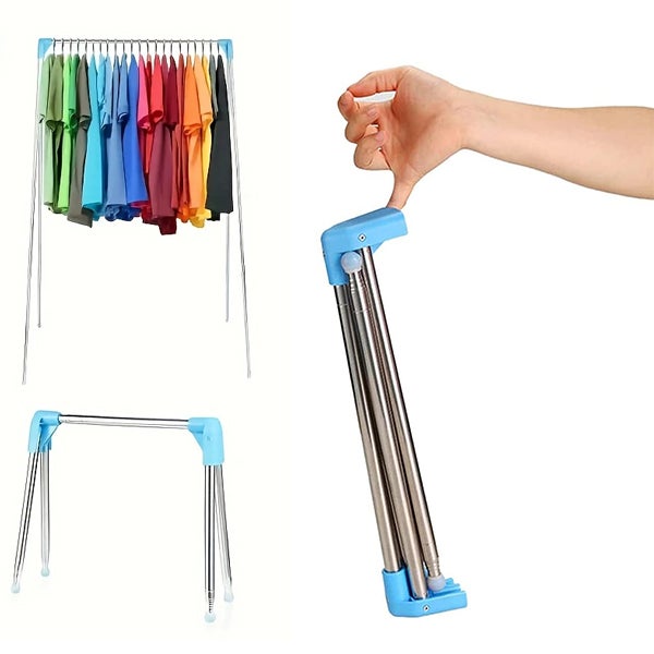 Przenośny wieszak podróżny, składany wieszak, odpowiedni do tańca, podróży, kempingu, suszenia, do użytku wewnątrz i na zewnątrz