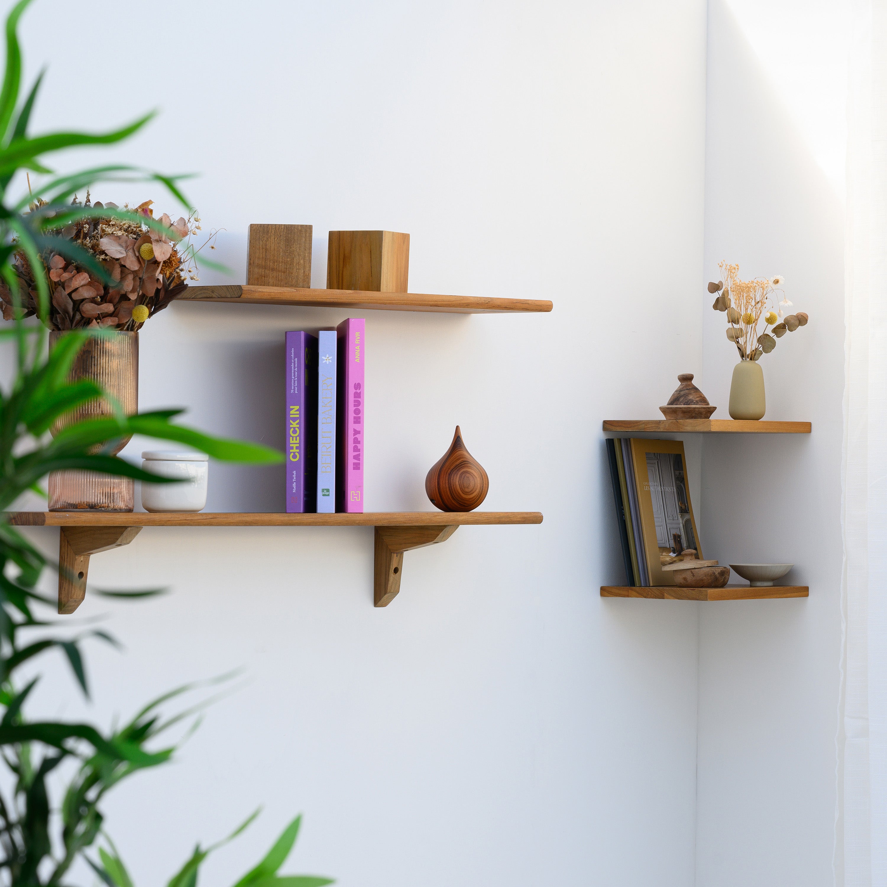 Etagère Murale en Bois Teck Huilé Rectangle - Fixation Inclus - 18x180x900mm - Etagère de Bureau, Cuisine, Salon - 4