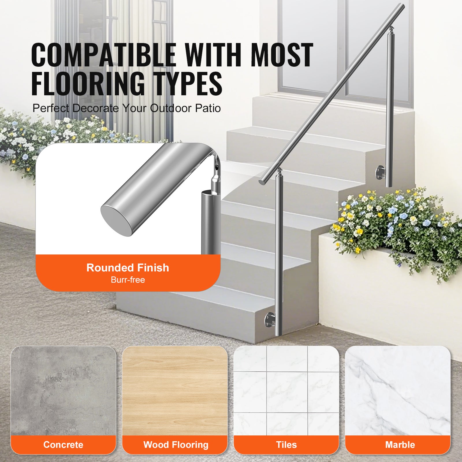 Rambardes extérieures 150 cm,SucceBuy rampes inox,installation incluse,design double colonne pour seniors. - 7