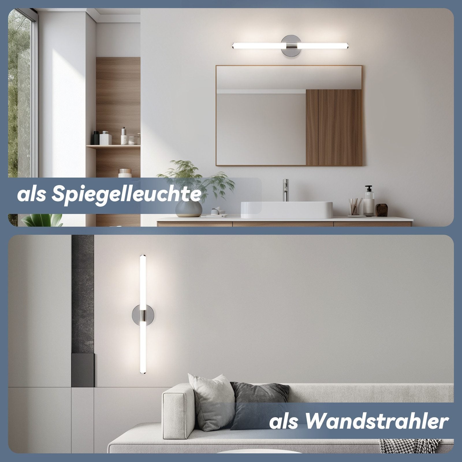 Applique murale de salle de bain NETTLIFE LED - 8W 60CM 4000K IP44 - 6