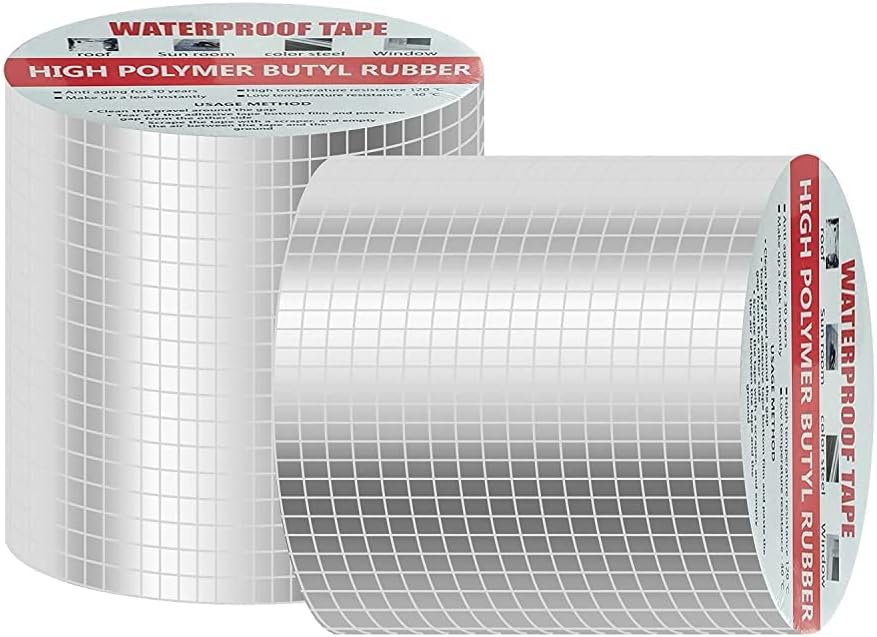 Opakowanie 2 taśm wodoodpornych butylowych 100 mm x 5 m, wodoodporna taśma samoprzylepna, taśma samoprzylepna butylowa, naprawa przecieków w dachach