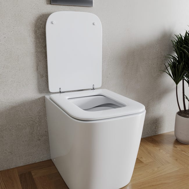 Copriwater Universale Tavoletta Copri WC In Legno MDF Bianco Coperchio Sedile Water Per Bagno - Foto 1