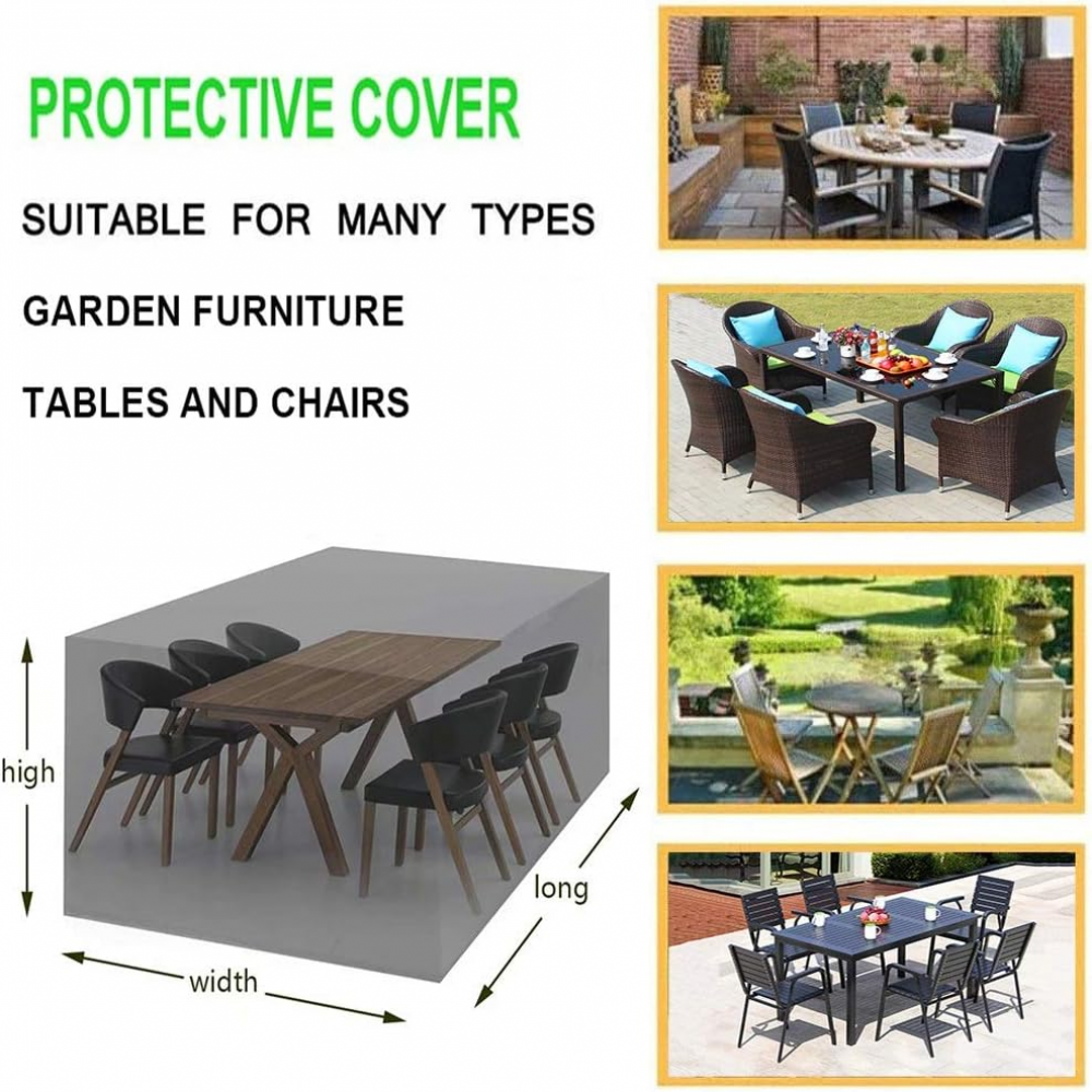 Housse Table Jardin Carre 120x120x74cm, Housse Table De Jardin Noir Tissu Oxford Iimperméable Anti-UV Housse De Meuble Housse, pour Extérieur - 4