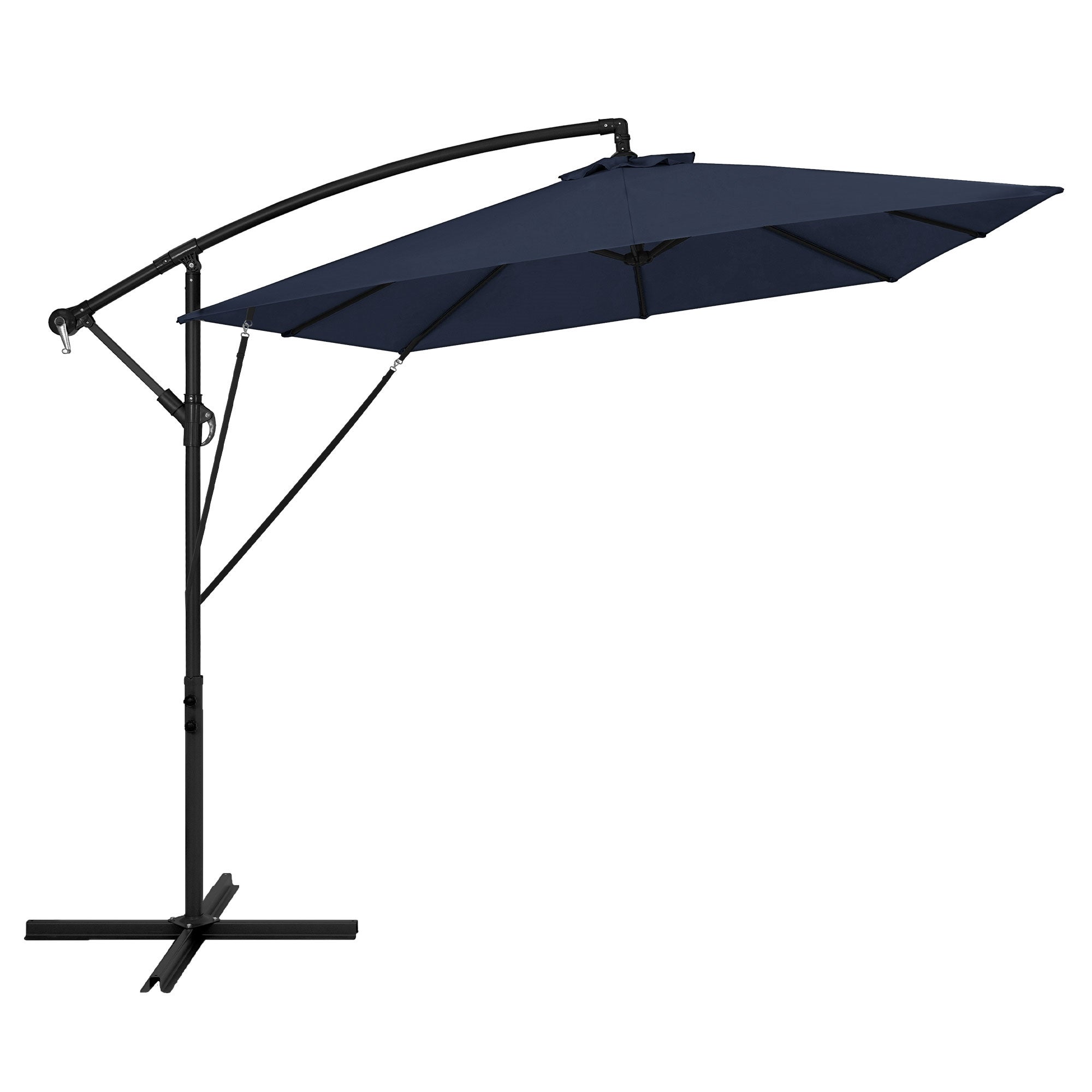 ML-Design parasol ogrodowy 330 cm granatowy aluminiowy uv50+ wodoodporny z korbką 360° obrót regulacja kąta taras ogród balkon pokrowiec stojak