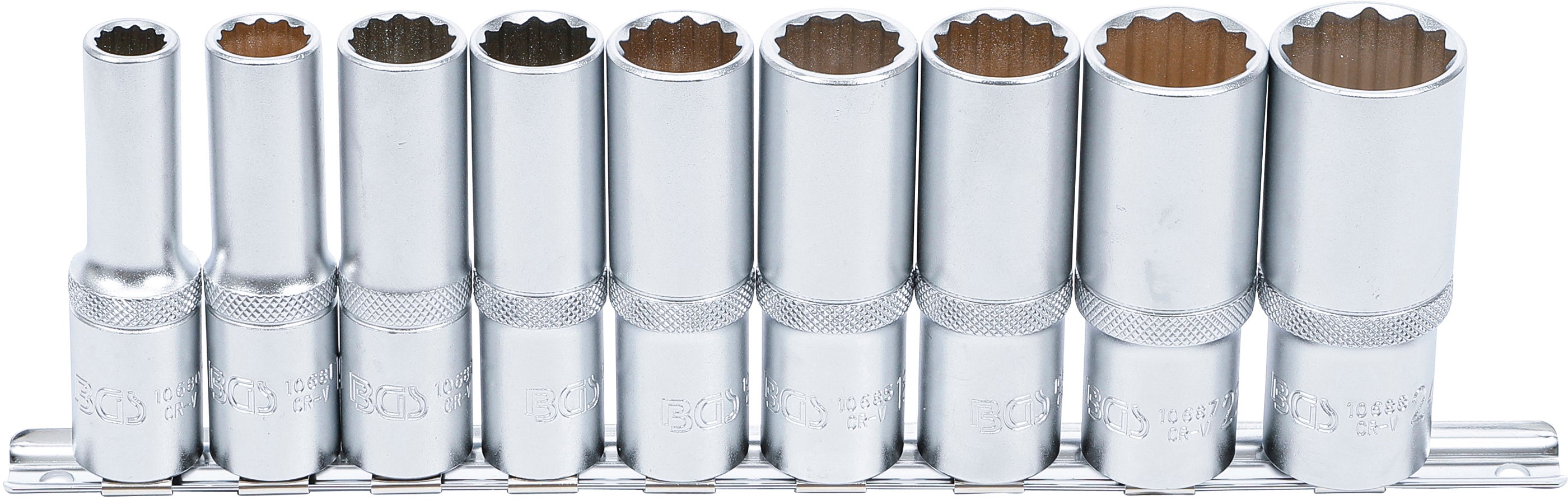 Zestaw nasadek BGS dwunastokątnych, głębokich, napęd kwadrat wewnętrzny 12,5 mm (1/2") SW 10 - 24 mm 9 szt. - 5253