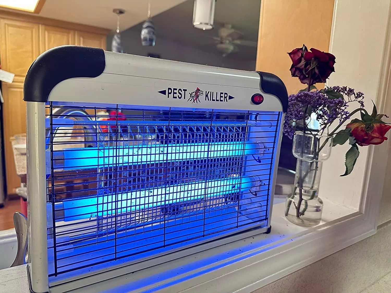 Candeeiro Anti Mosquitos de Grelha Dupla Aparelho Mata Moscas Elétrico Interior Luz UV Azul de Armadilha para Moscas para Casa Cozinha Escritório - 2