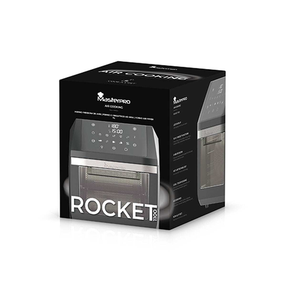 MasterPRO Roket 1100 Forno Airfryer 11L – Friggitrice Ad Aria Senza Olio Con 10 Programmi, 1800W, Accessori Completi (Griglie, Spiedo, Cesto Girevole) - 3