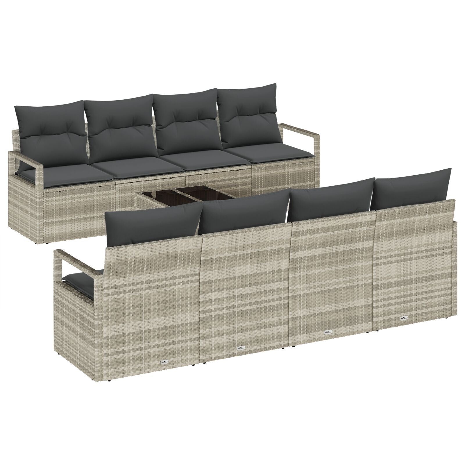 Zestaw Sof z poduszką 7 pcs Jasnoszary polirattan vidaXL
