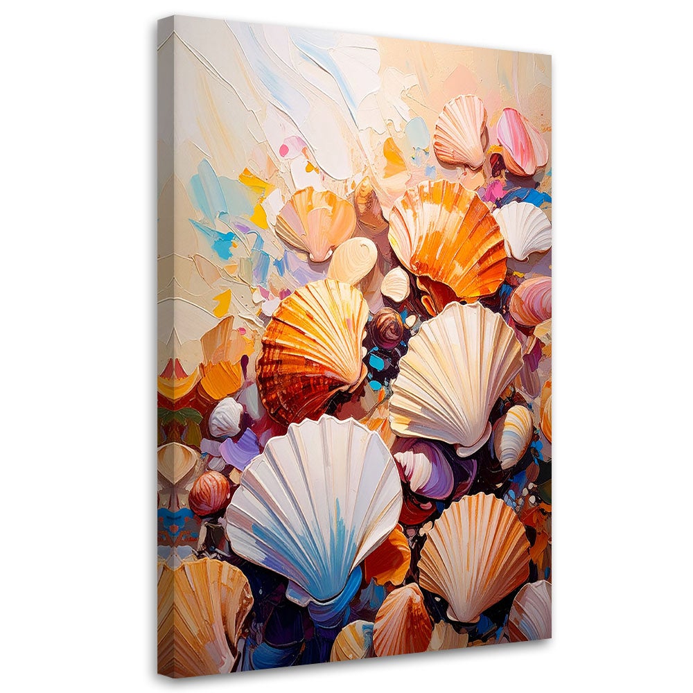 Obraz do łazienki salonu kolorowe muszle na plaży 40x60