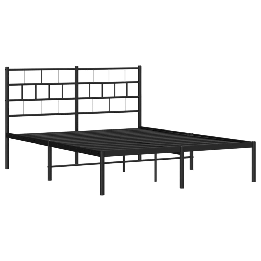 Estructura cama sin colchón con cabecero metal negro 140x200 cm vidaXL - 5