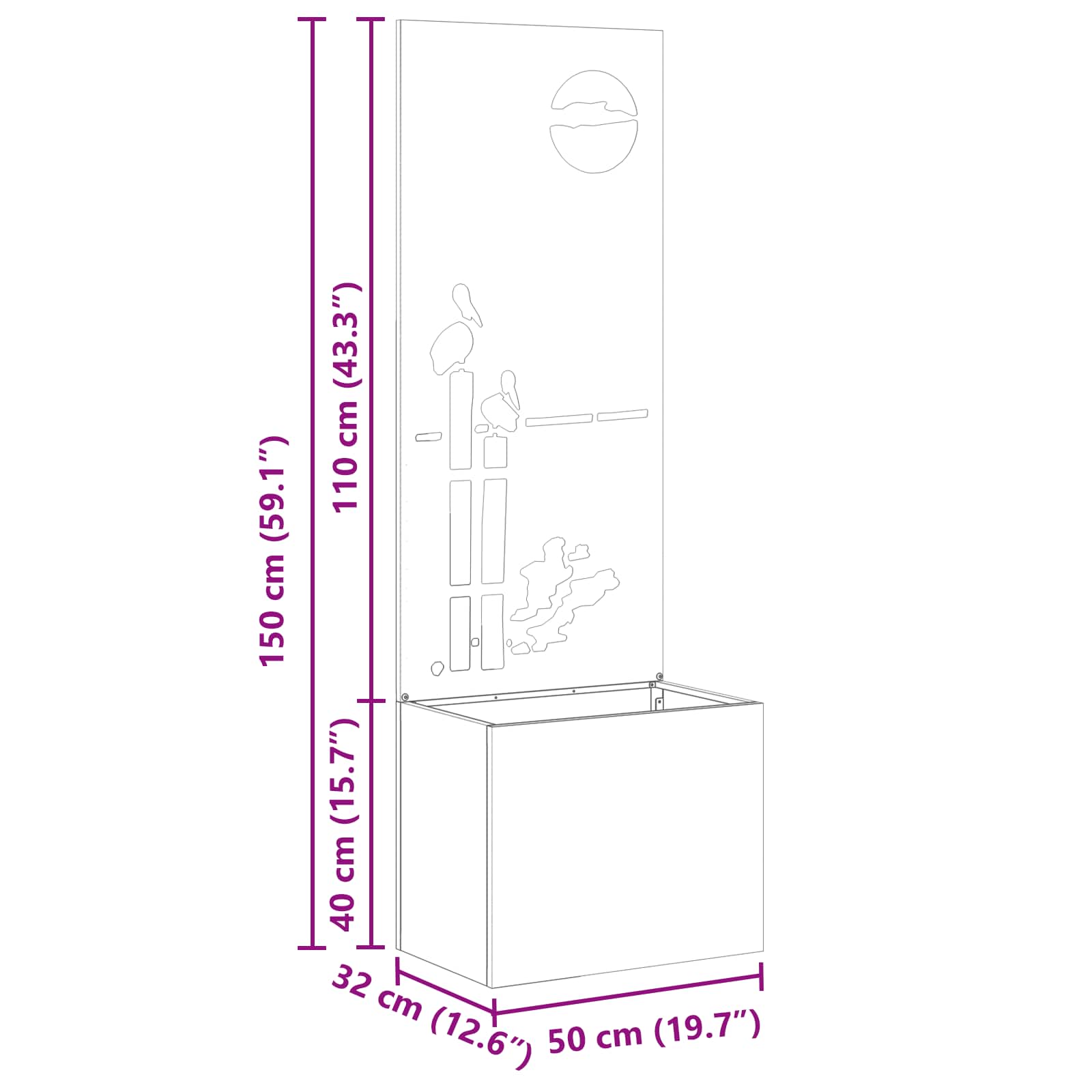 Écran de confidentialité de jardin Fretwork Noir 50 x 150 cm vidaXL - 3