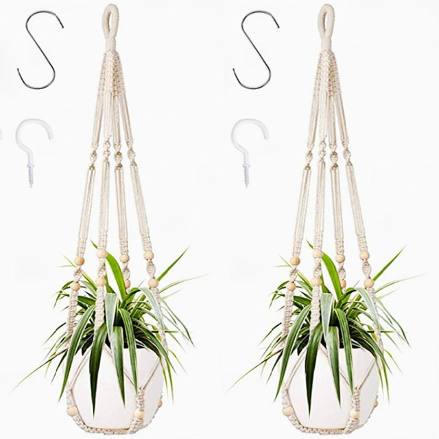 Filet pour plantes suspendues, panier suspendu pour le jardin, 85 cm de long, lot de 2