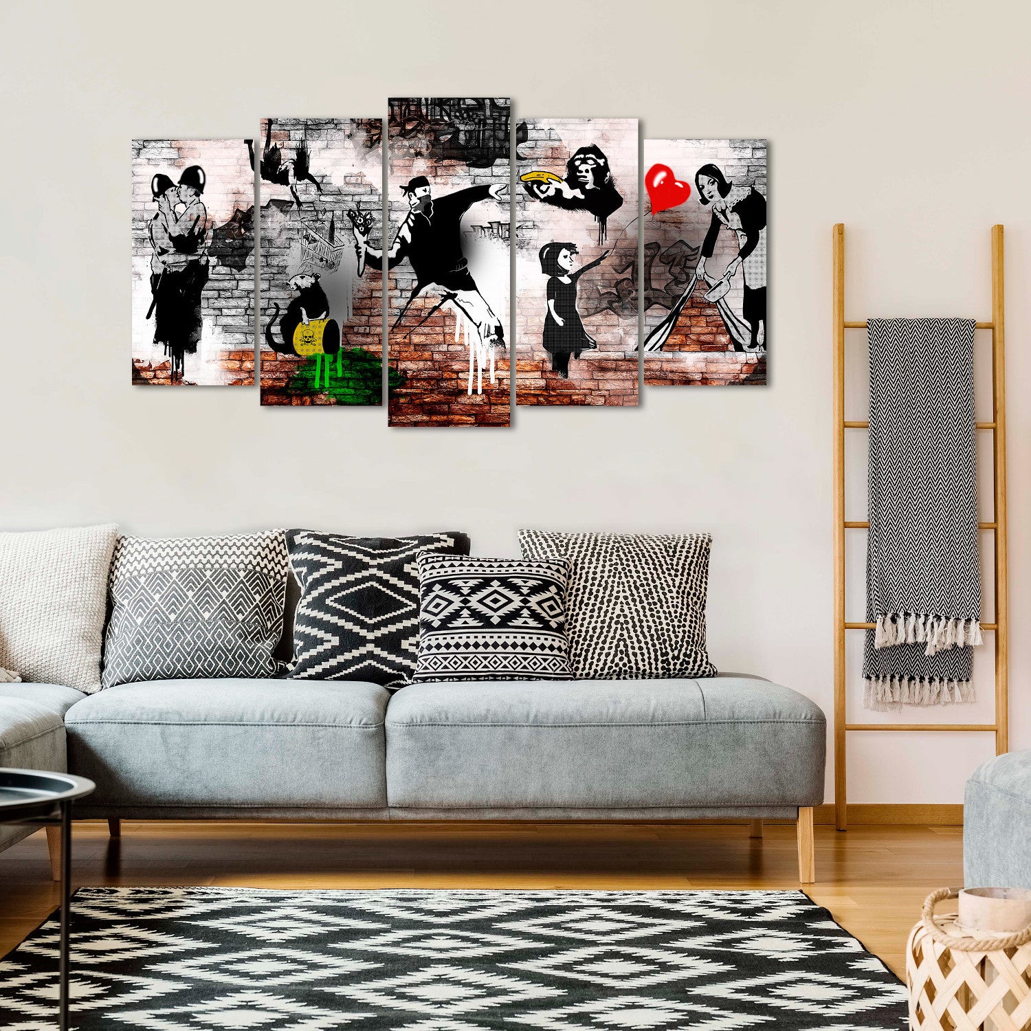 DekoArte - Impression Sur Toile Moderne | Décoration Pour Le Salon Ou Chambre | Art Abstrait Banksy Oeuvres | 150x80cm - 4