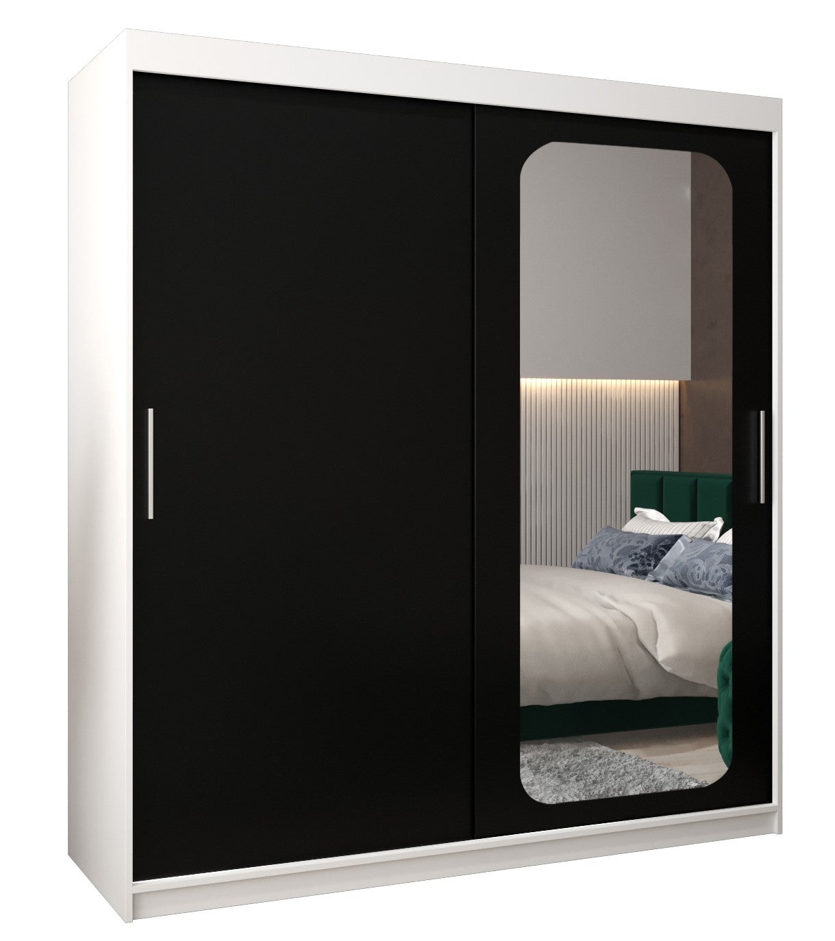 Szafa przesuwna garderoba PROMO T2 180 x 62 x 200 cm Biały + Czarny - Abiks Meble