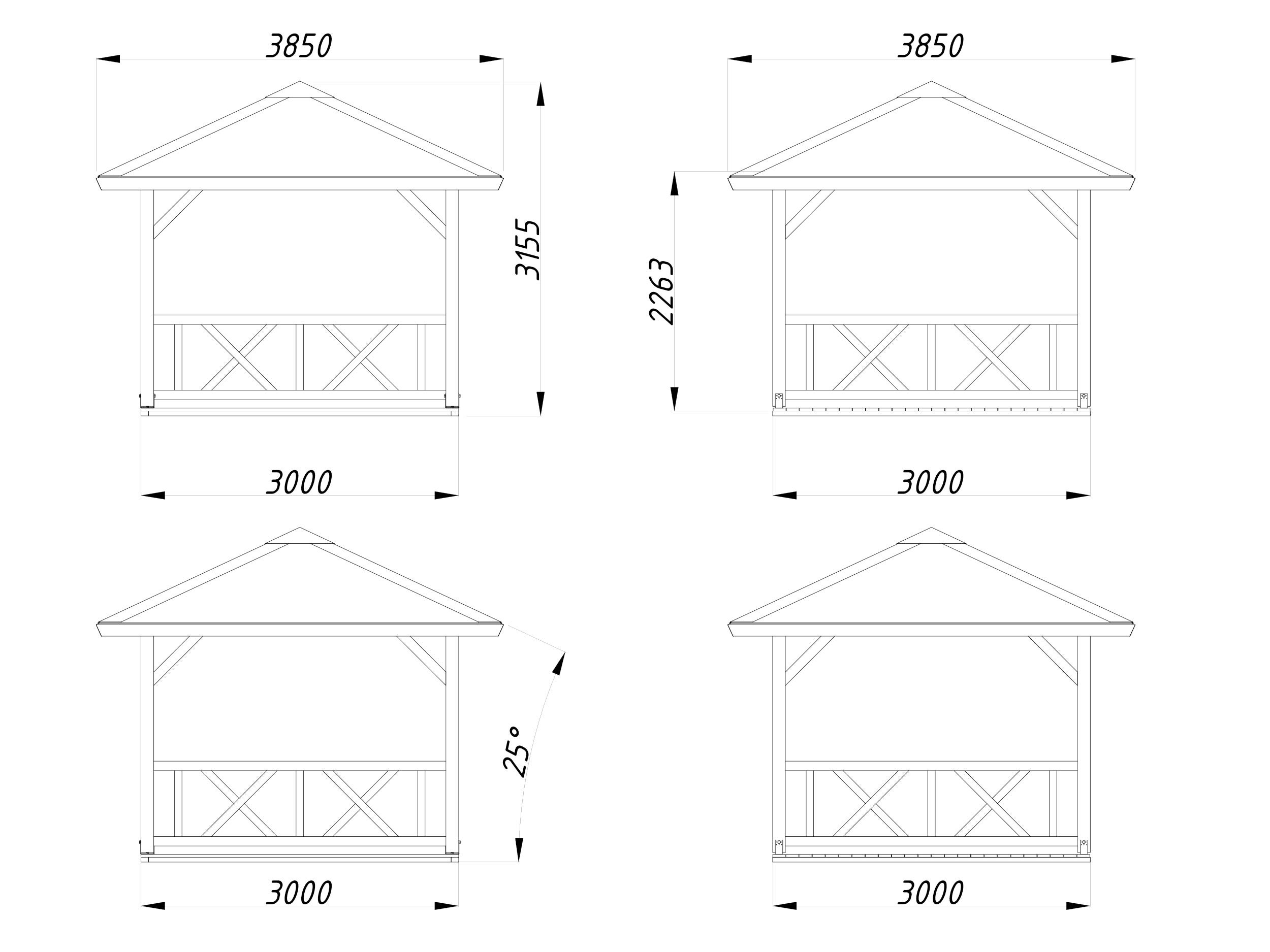 Kiosque de jardin en bois Betty - PALMAKO - 300 x 300 cm - 9 m² - 6