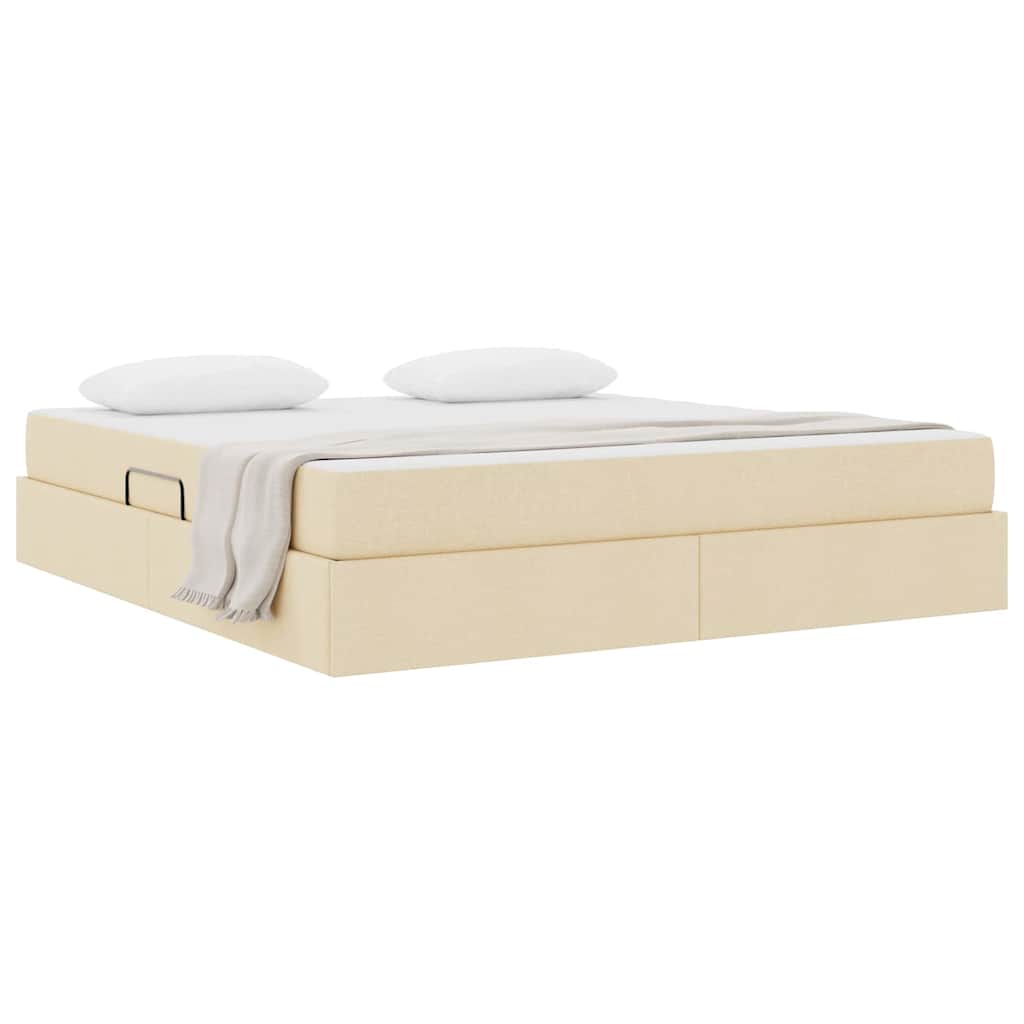 Lit avec rangement et matelas crème 160 x 200 cm polyester - 3