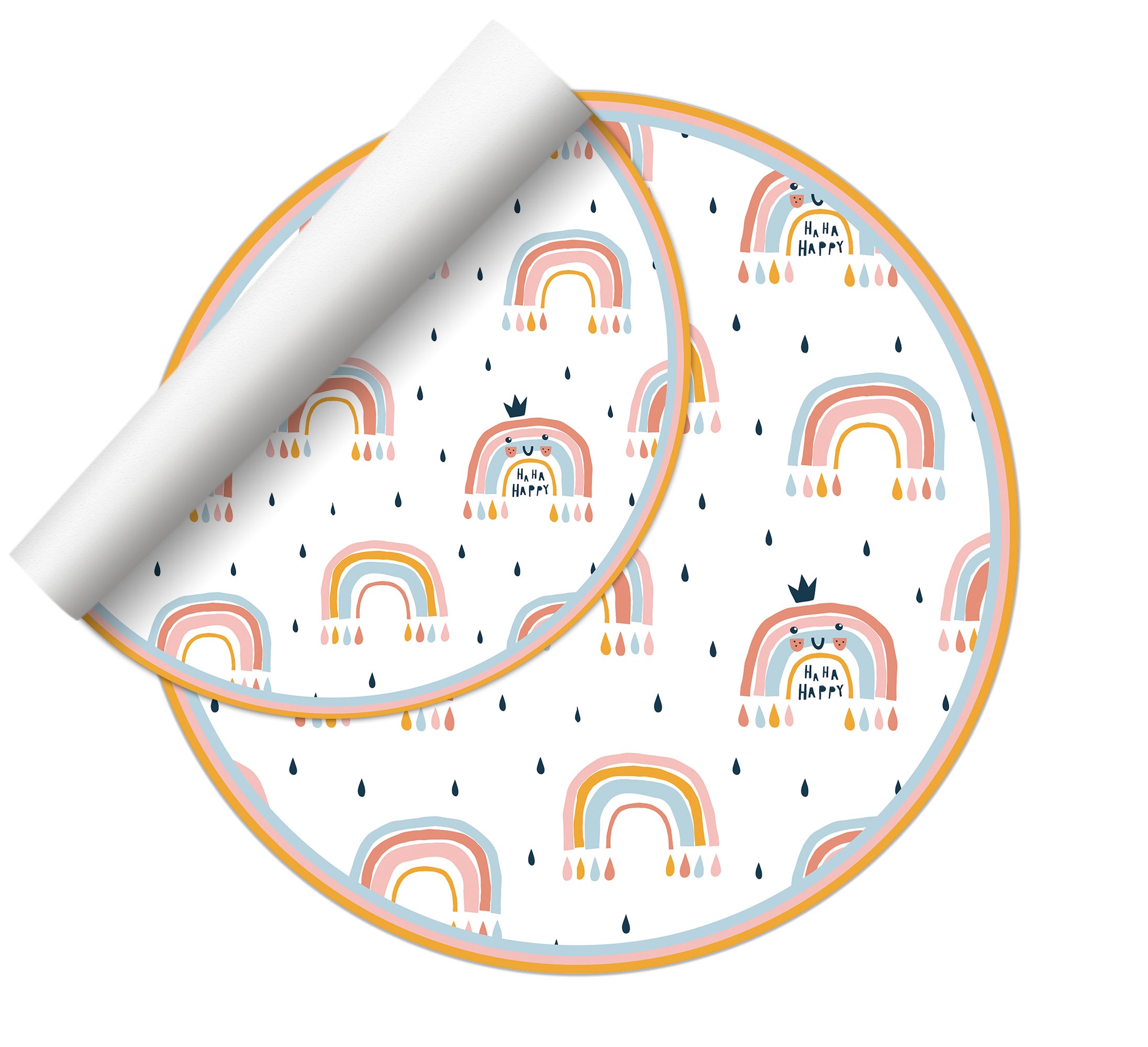 Dywan winylowy dla dzieci Happy rainbow [średnica] 100 cm - Antypoślizgowy PVC, winylowy do pokoju dziecięcego, trudnopalny i zmywalny.