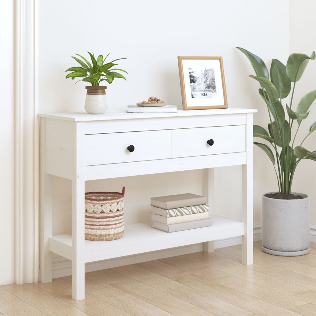 Table Console En Pin Massif – Marron Miel – 100x35x75 Cm – Bois Massif
