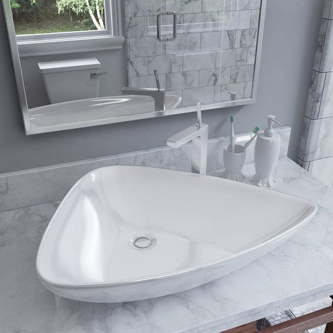 Lavabo Castel Triangular Lavabo de cerámica triangular blanco 645x455x115 mm | Leroy Merlin