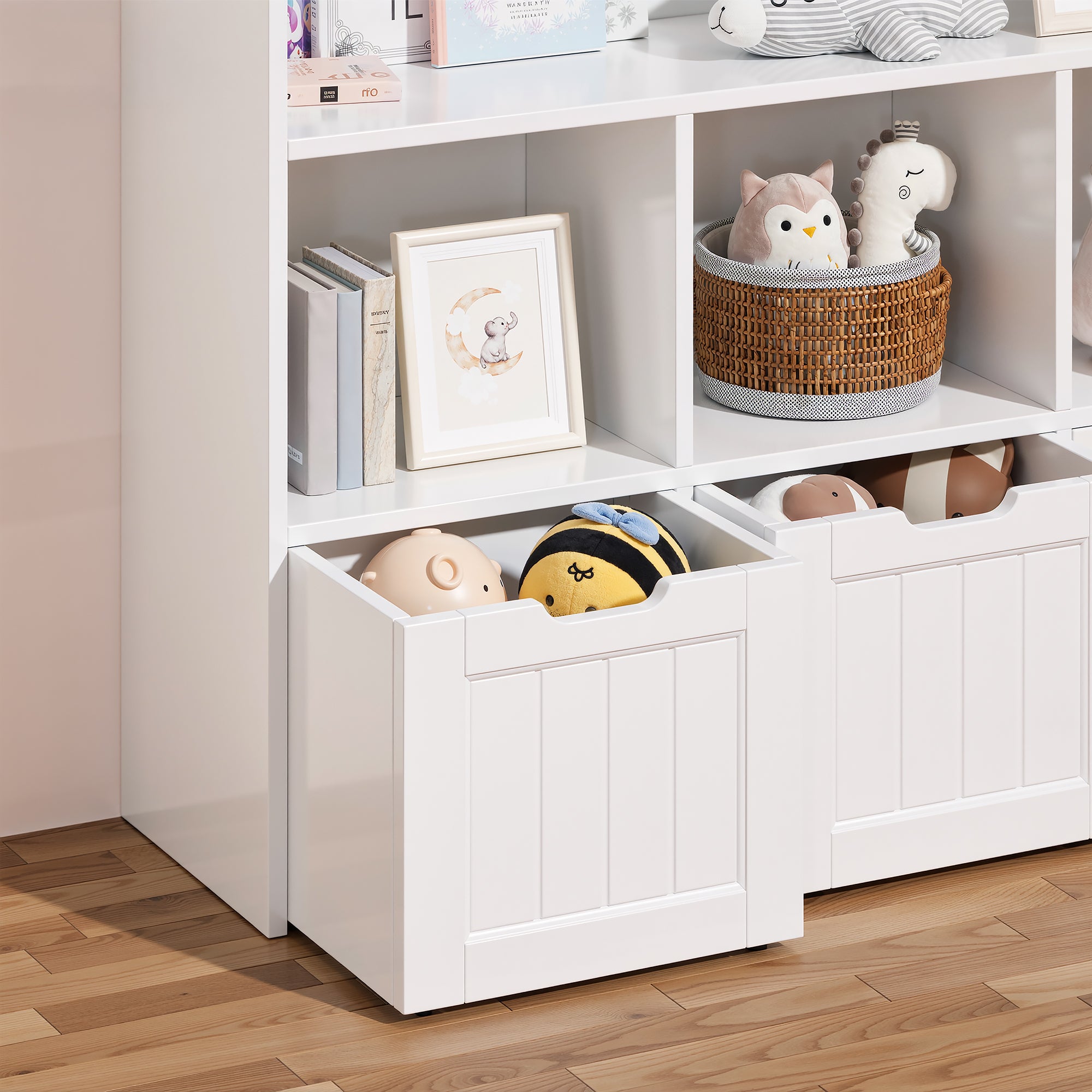 Armoire de Rangement pour Enfants Étagère 3 Tiroirs Grande Étagerie avec Boîtes de Rangement 100x30x90cm Bealife - 6
