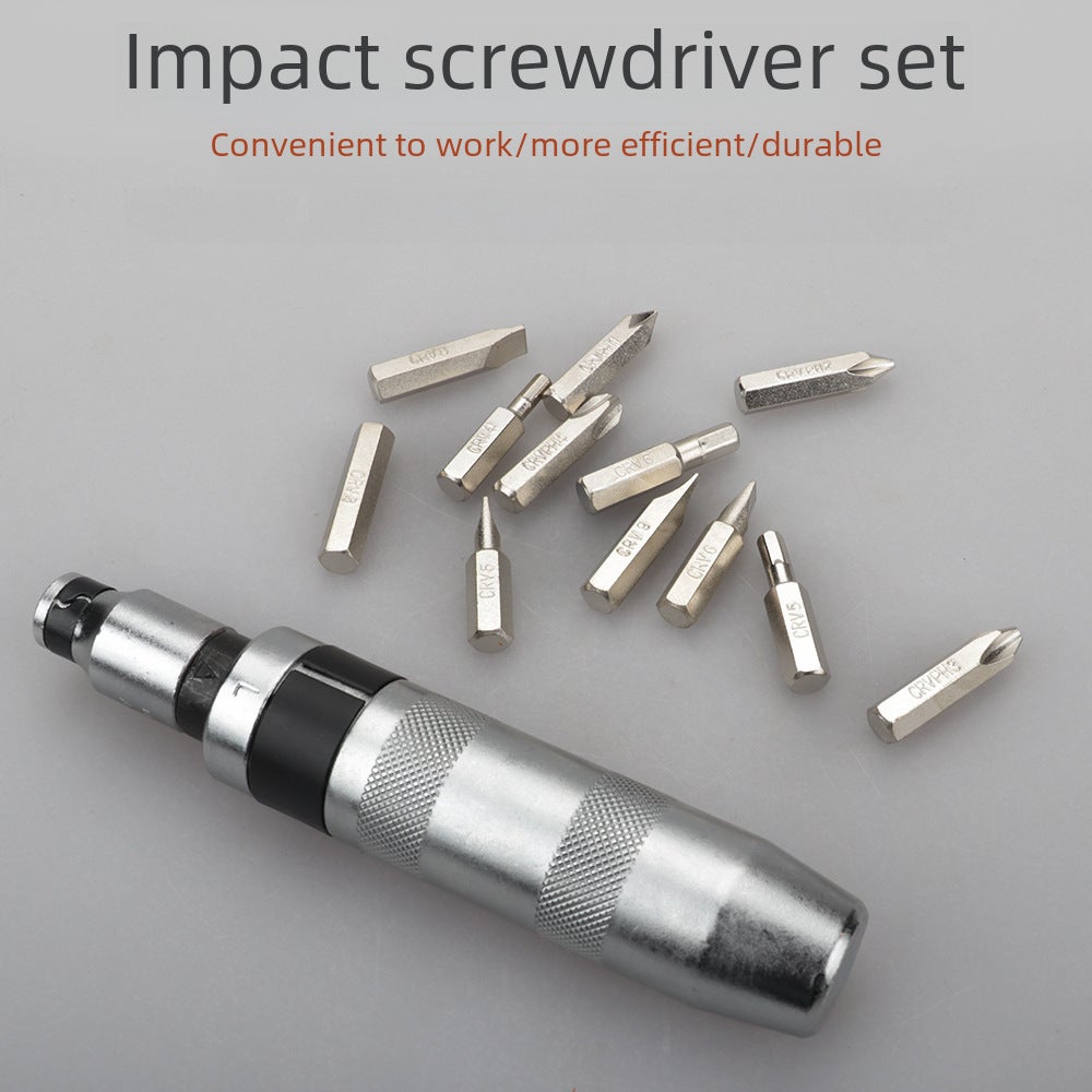 Coffret de 14 tournevis à percussion en acier chrome-vanadium, avec boîte en fer, pour démontage de vis rouillées et travaux de quincaillerie - 3